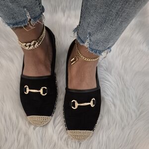 Liliana Black Loafers with Gold Buckle